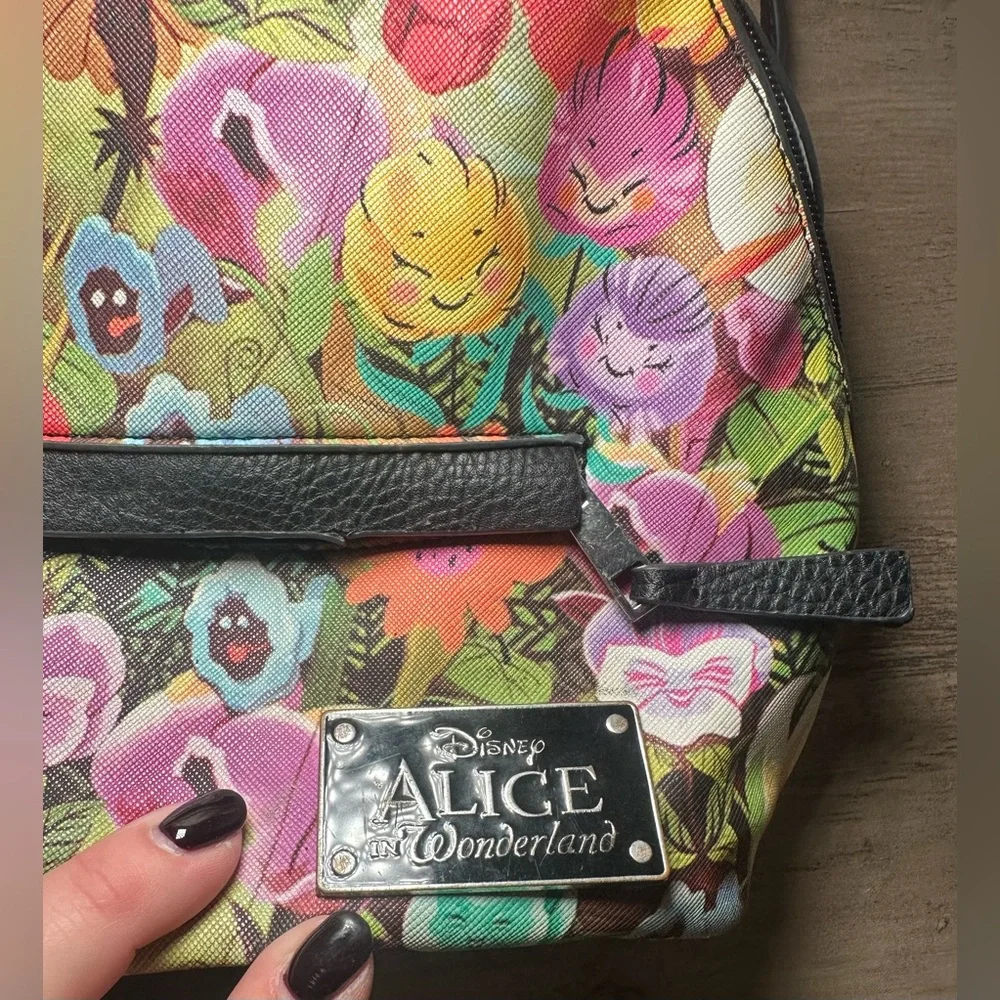 Disney Alice In Wonderland Mini Backpack Wild Flowers‎ Black Whimsical.